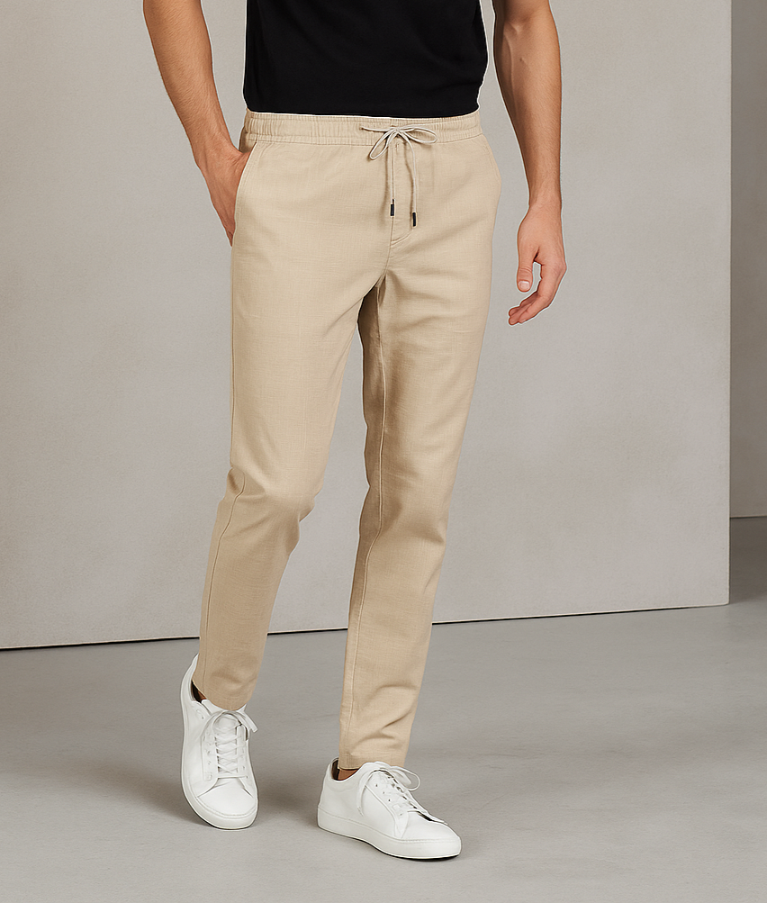 Linen Regular Fit Premium Men's Trousers - Beige