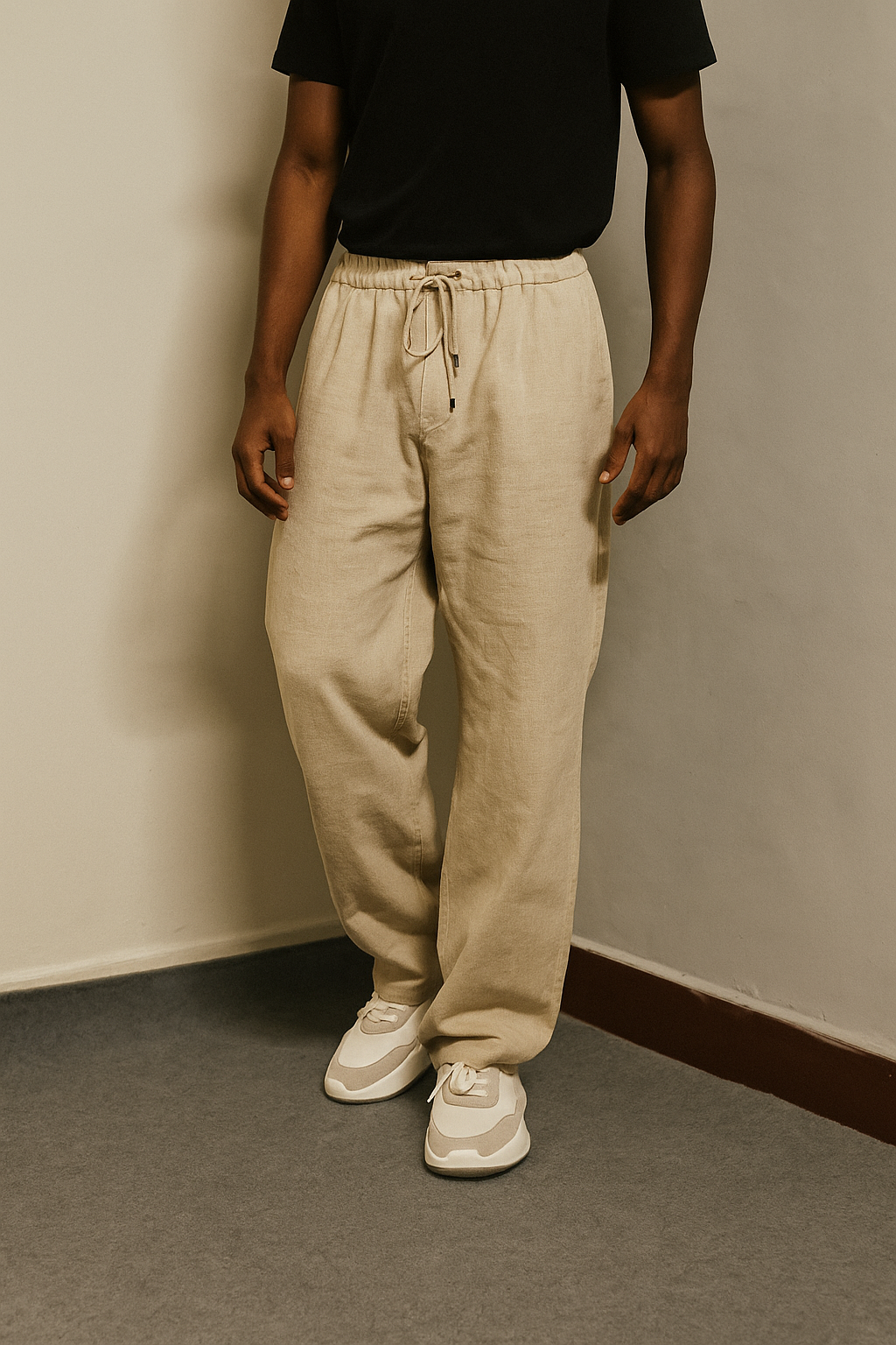 Linen Regular Fit Premium Men's Trousers - Beige